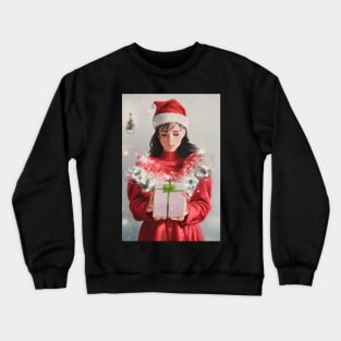 Beautiful Anime Portrait In Santa Claus Costume 5 Crewneck Sweatshirt